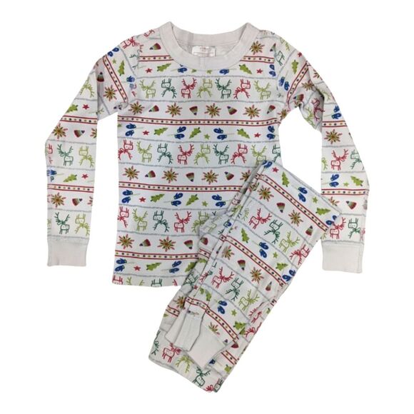 Hanna Andersson Other - Hanna Andersson White Christmas cotton pajamas reindeer tree size kids 120 6 7